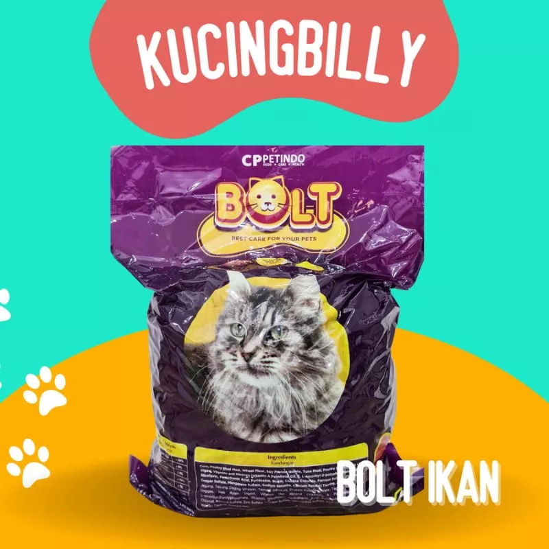 Makanan kucing - Bolt Repack 1kg - Ikan - Donat - Bulat